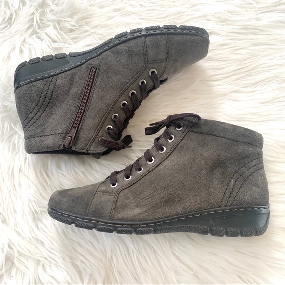 Ara gray suede lace up side zip booties size 7.5 - Picture 2 of 9